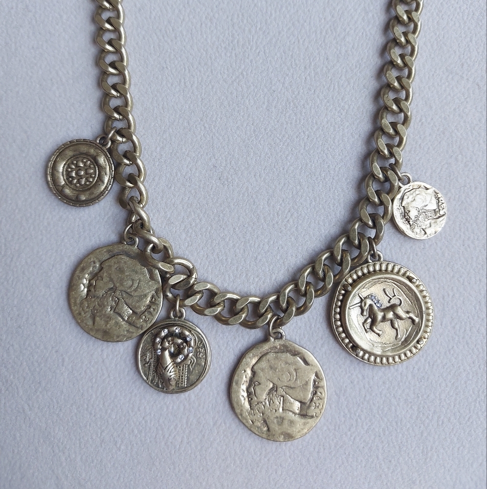 Silver Coin Charm Necklace